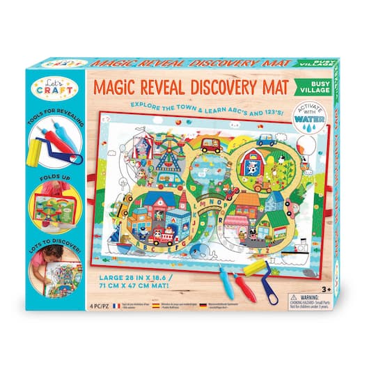 Bright Stripes Let&#x27;s Craft Busy Village Magic Reveal Discovery Mat